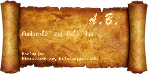 Ambrózy Béla névjegykártya