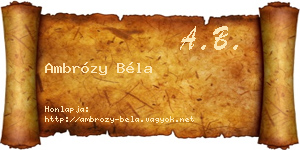 Ambrózy Béla névjegykártya
