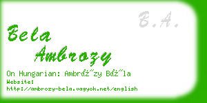 bela ambrozy business card